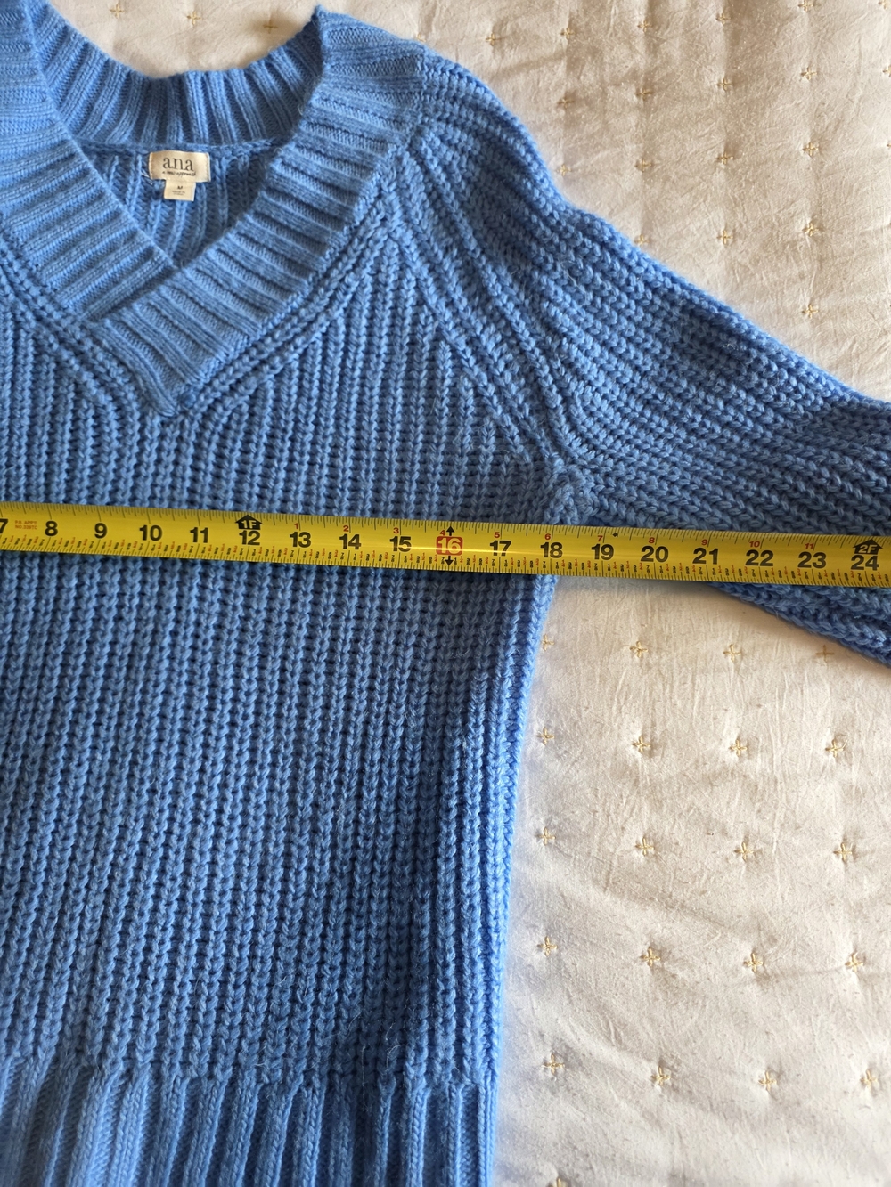 a.n.a Sky Blue V-Neck Ribbed Women's Sweater - Picture 3 of 5